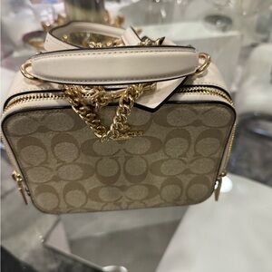 Coach Signature Canvas Crossbody Bag in Chalk and Tan